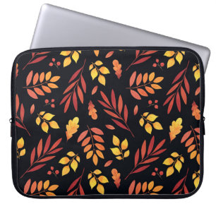 Housse Pour Ordinateur Portable Feuilles d'automne colorées Motif d'aquarelle