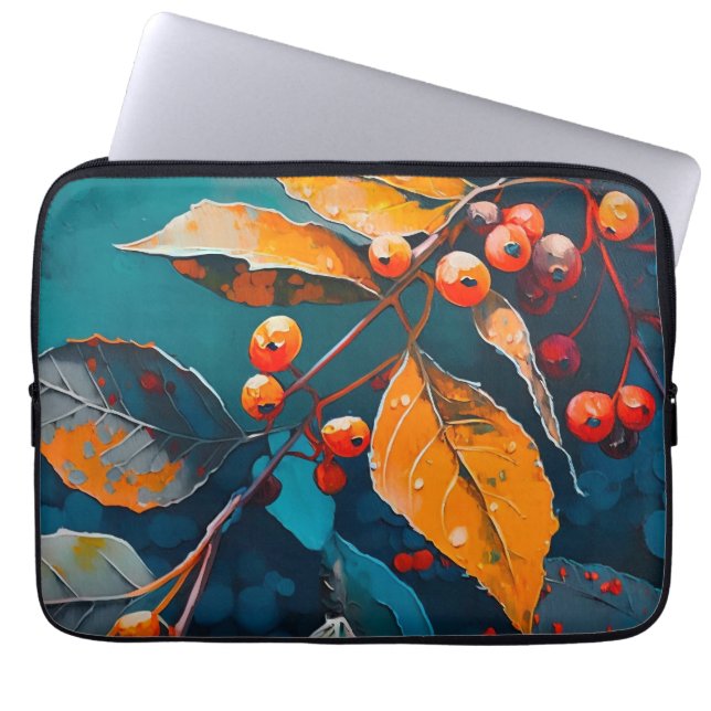 Housse Pour Ordinateur Portable Feuilles d'automne et canneberge. Nature automne f (Devant)