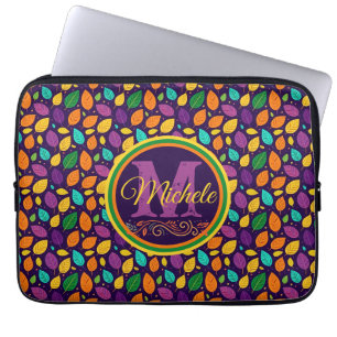 Housse Pour Ordinateur Portable Feuilles d'automne monogrammes dynamiques