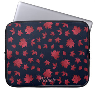 Housse Pour Ordinateur Portable Feuilles d'automne rouges élégantes sur personnali