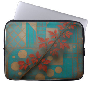 Housse Pour Ordinateur Portable Feuilles d'automne rouges Mosaïque géométrique tur