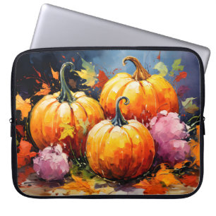 Housse Pour Ordinateur Portable Feuilles d'automne rustiques Citrouilles colorées