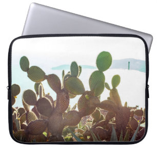 Housse Pour Ordinateur Portable Feuilles de cactus. Plante extérieur avec lumière