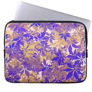 Housse Pour Ordinateur Portable Feuilles de châtaignier Bronze Pourpre et Bleu