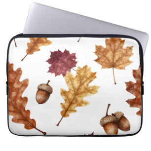Housse Pour Ordinateur Portable Feuilles de chêne d'automne Motif aquarelle