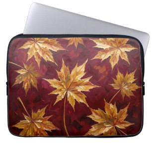 Housse Pour Ordinateur Portable Feuilles de Érable Dorées Peinture d'Automne