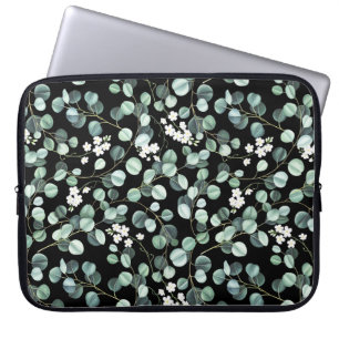 Housse Pour Ordinateur Portable Feuilles de l'Eucalyptus : Motif de fleurs blanche