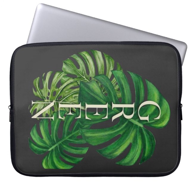 Housse Pour Ordinateur Portable Feuilles de Monstera Vertes (Devant)