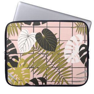 Housse Pour Ordinateur Portable Feuilles de palmiers tropicaux, été élégant.
