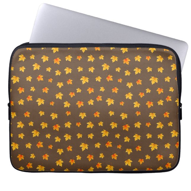Housse Pour Ordinateur Portable Feuilles d'érable sur fond marron (Devant)