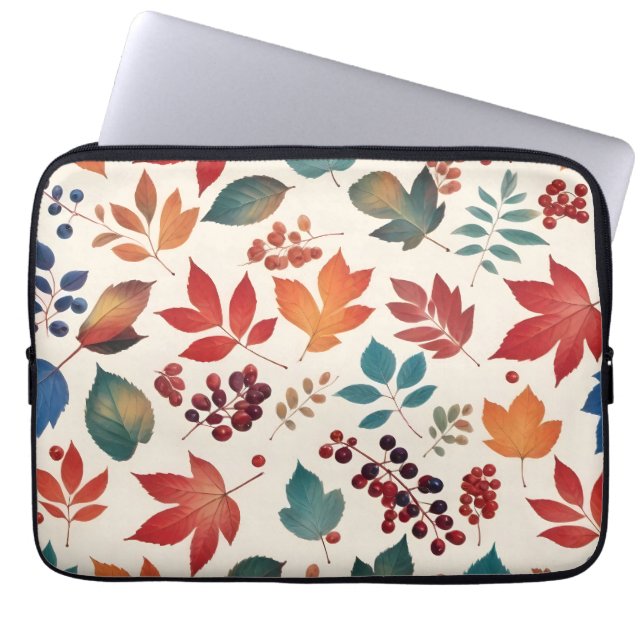 Housse Pour Ordinateur Portable Feuilles et Baies Éparses (Devant)