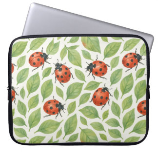 Housse Pour Ordinateur Portable Feuilles et coccinelles