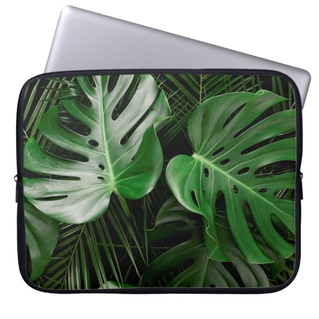 Housse Pour Ordinateur Portable Feuilles et feuilles de palmiers verts (Devant)