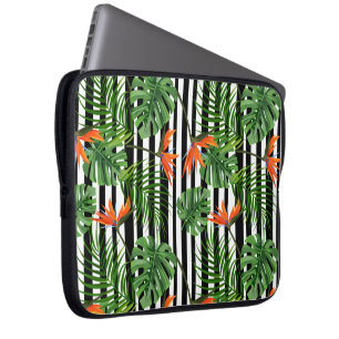 Housse Pour Ordinateur Portable Feuilles et fleurs tropicaux dynamiques