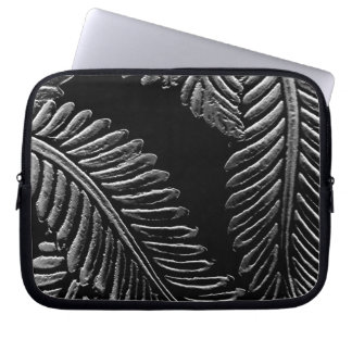 Housse Pour Ordinateur Portable Feuilles noirs et blancs