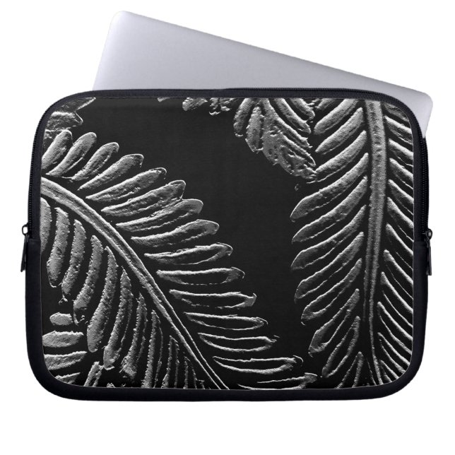 Housse Pour Ordinateur Portable Feuilles noirs et blancs (Devant)