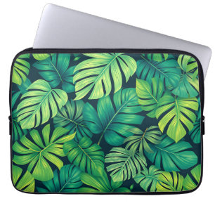 Housse Pour Ordinateur Portable Feuilles Tropicales de Monstera Motif Jungle