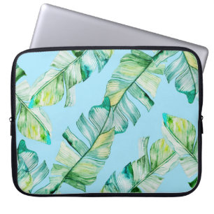 Housse Pour Ordinateur Portable Feuilles tropicaux aquarelle, illustration transpa