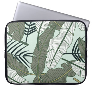 Housse Pour Ordinateur Portable Feuilles tropicaux : Motif naturel sans couture.