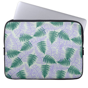 Housse Pour Ordinateur Portable Feuilles verts pourpre rétro les années 70 Fleur