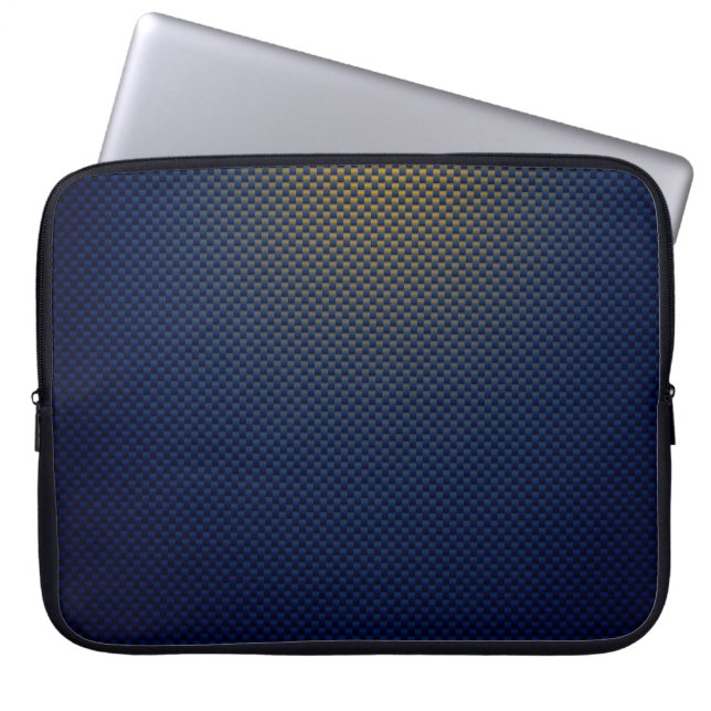 Housse Pour Ordinateur Portable Fibre de carbone noir jaune bleu (Devant)