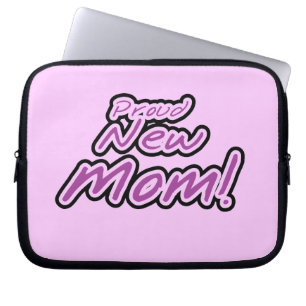 Housse Pour Ordinateur Portable Fier Nouveau maman Cadeaux de texte noir et pourpr