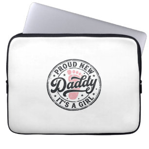 Housse Pour Ordinateur Portable Fier Nouveau Papa C'est une Fille Vintage Révélati