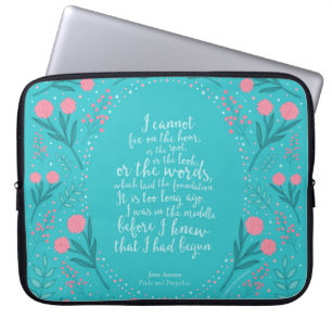 Housse Pour Ordinateur Portable Fierté et préjudice floraux turquoises et roses