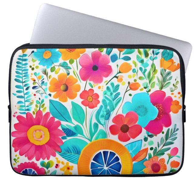 Housse Pour Ordinateur Portable Fiesta florale vibrante (Devant)