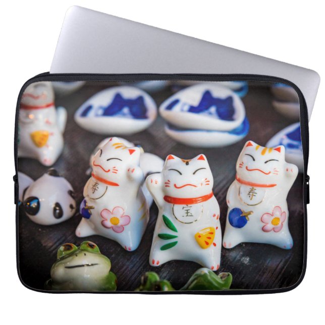Housse Pour Ordinateur Portable figurines de chats à Beckoning (Devant)