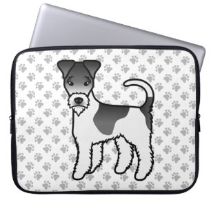 Housse Pour Ordinateur Portable Fil noir et blanc Renard Terrier mignon Dessin Car