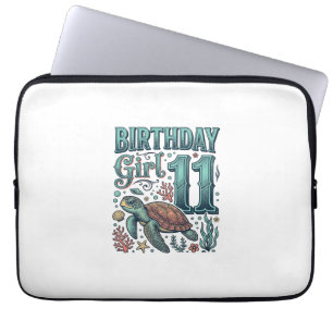 Housse Pour Ordinateur Portable Fille d'anniversaire 11 Tortue de mer Gravure vint