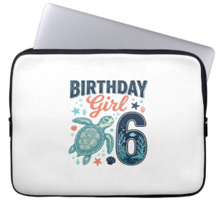 Housse Pour Ordinateur Portable Fille d'anniversaire 6 Tortue de mer Conception ve