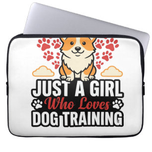 Housse Pour Ordinateur Portable Fille de dressage de chien Corgi Vintage Vector Co