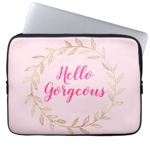 Housse Pour Ordinateur Portable Fille Jolie rose bonjour magnifique couronne d'or