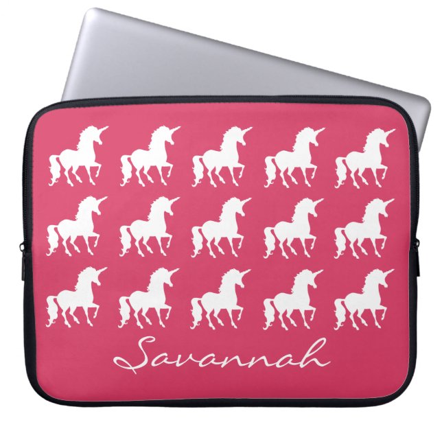 Housse Pour Ordinateur Portable Filles roses de silhouette personnalisées par (Devant)