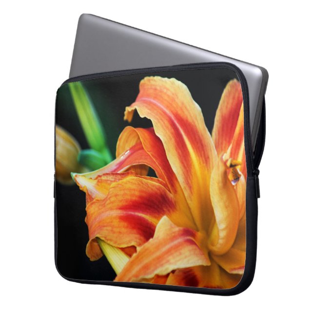 Housse Pour Ordinateur Portable Fin orange de fleur d'hémérocalle (devant gauche)