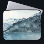 Housse Pour Ordinateur Portable Fjords d'hiver<br><div class="desc">Winter Fjords II par Jennifer Paxton Parker. Dispose de fjords aquarelle dans un cadre serein et bleu.</div>