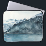 Housse Pour Ordinateur Portable Fjords d'hiver<br><div class="desc">Winter Fjords II par Jennifer Paxton Parker. Dispose de fjords aquarelle dans un cadre serein et bleu.</div>