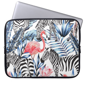 Housse Pour Ordinateur Portable Flair tropical : Flamant rose Zebra Paradise
