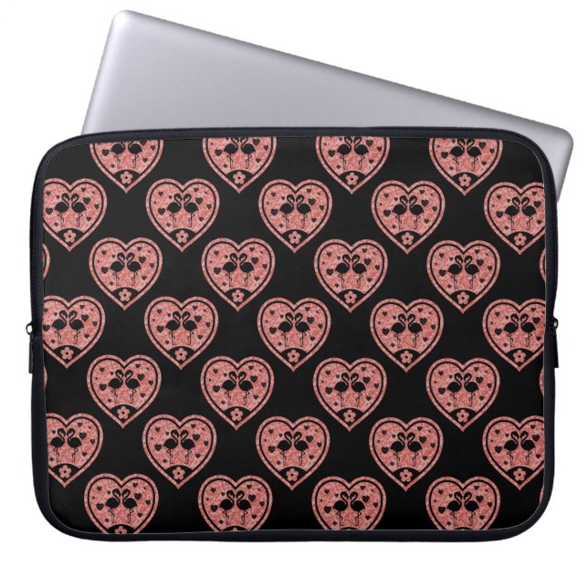 Housse Pour Ordinateur Portable Flamant rose de coeur texturé (Devant)