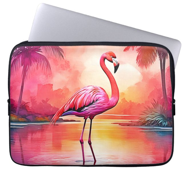 Housse Pour Ordinateur Portable Flamant rose tropicale dynamique (Devant)