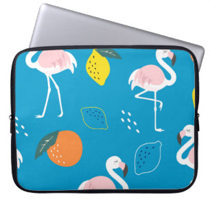 Housse Pour Ordinateur Portable Flamants roses, fruits tropicaux abstraits, patter
