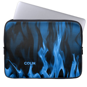 Housse Pour Ordinateur Portable Flames bleu Cobalt Personnalisé