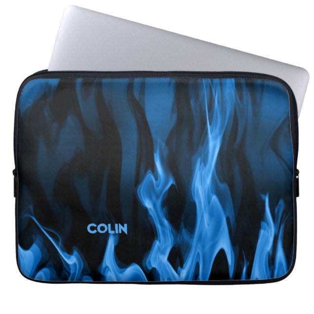 Housse Pour Ordinateur Portable Flames bleu Cobalt | Personnalisé (Devant)
