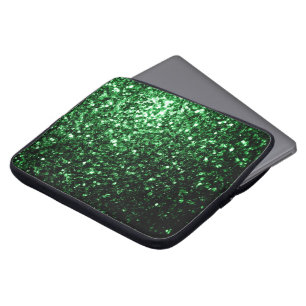 Housse Pour Ordinateur Portable Flamme de parties scintillant vert foncé