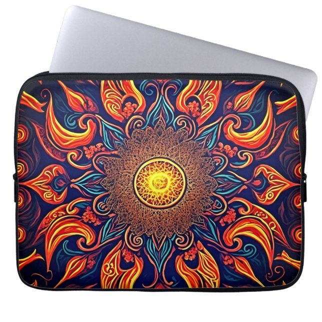 Housse Pour Ordinateur Portable Flamme Mandala Art Visionnaire (Devant)