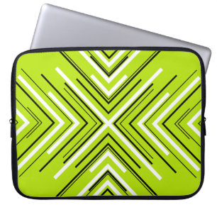 Housse Pour Ordinateur Portable Flèches en vert citron, noir et blanc