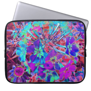 Housse Pour Ordinateur Portable Fleur abstraite violette et bleue en fleurs