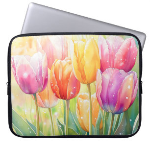 Housse Pour Ordinateur Portable Fleur Aquarelle Ressort Jardin Tulip